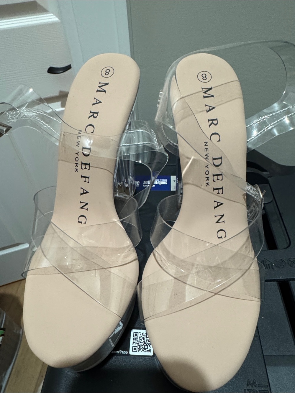 Marc Defang Clear Strap Nude Heeled Slides